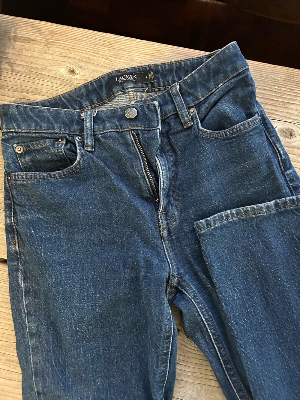 Ralph Lauren Indigo Blue Denim Jeans with Contrast Stitching